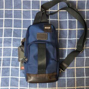 NWT  TUMI Alpha Bravo Anti-Theft Chest Bag  Stealth Blue  RFID Shielded
